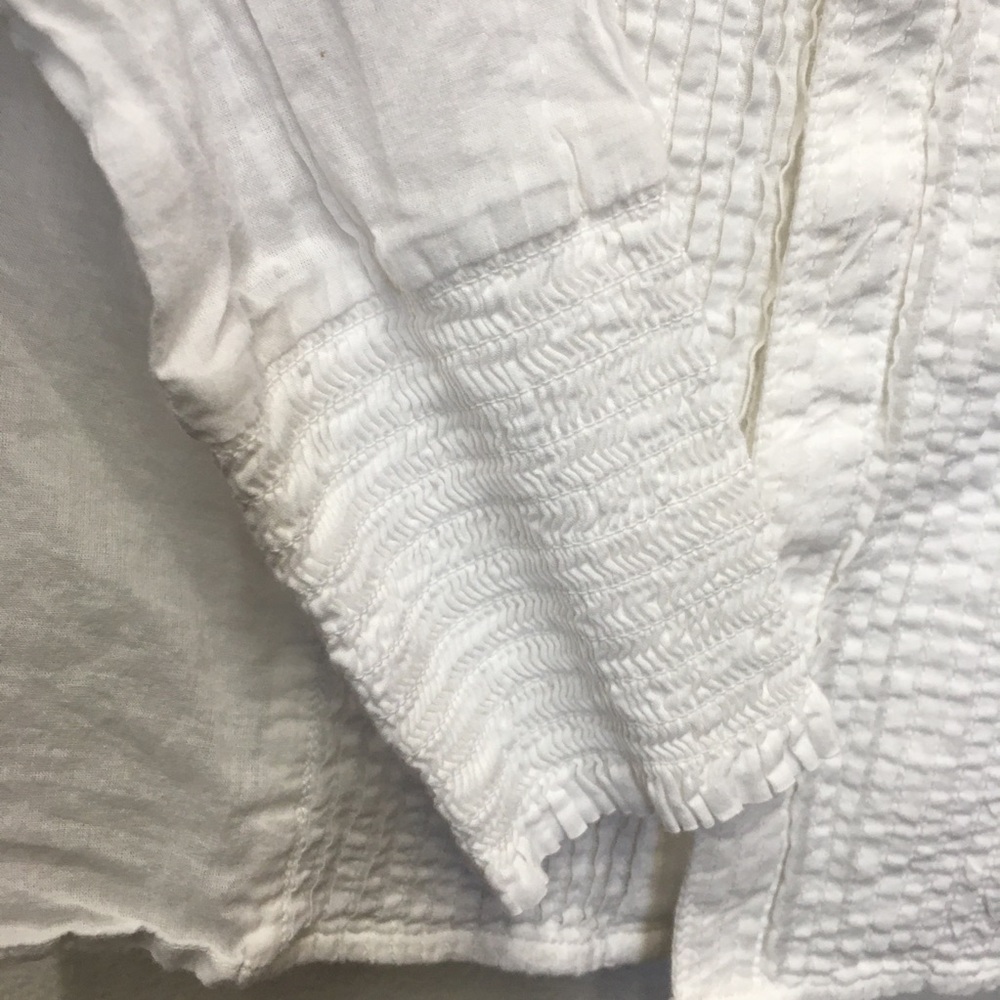 Mango Gauzy Lace Embroidered Long Sleeve Blouse 4 White 100% Cotton - Picture 6 of 11